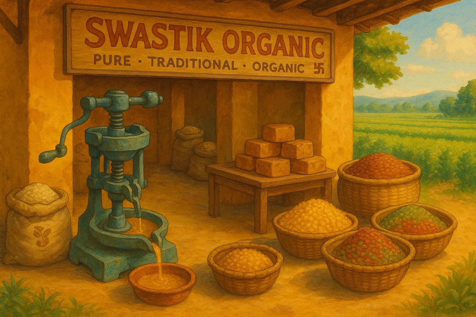 Premium organic products from Swastik Organics - A2 ghee, mustard oil, millets and healthy food items